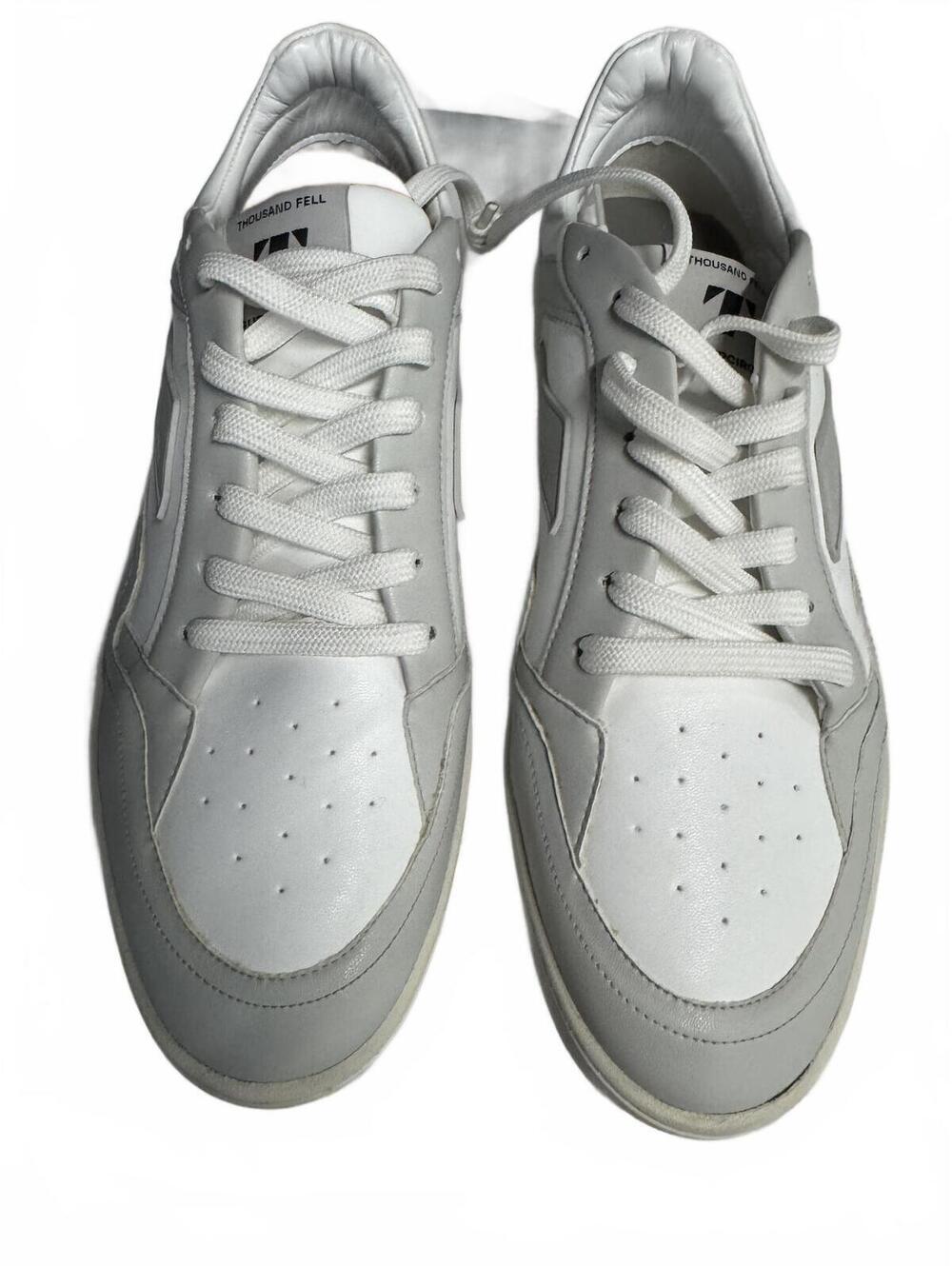 Thousand Fell White and Gray Low Top Sneakers